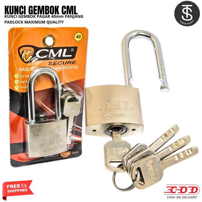 CML Kunci Gembok 40mm Leher Panjang / Kunci Gembok Baja CML Tahan Lama Tahan Karat / Gembok 40mm