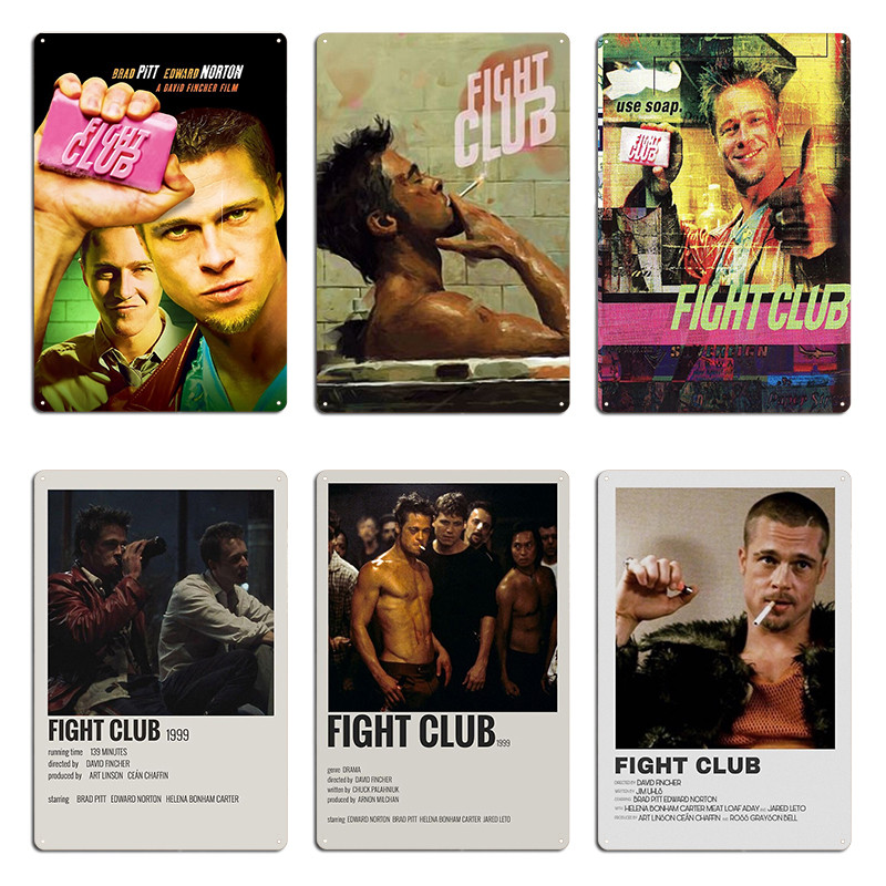Fight Club Brad Pitt Poster Metal Signs Wall Cave Cinema personalized Garage Decoration Fight Club