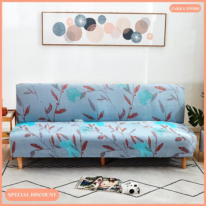 Zakka Store Penutup Sofa Bed Elastis Vintage Shabby Floral Scandinavian Kain Serat Poliuretan Lembut