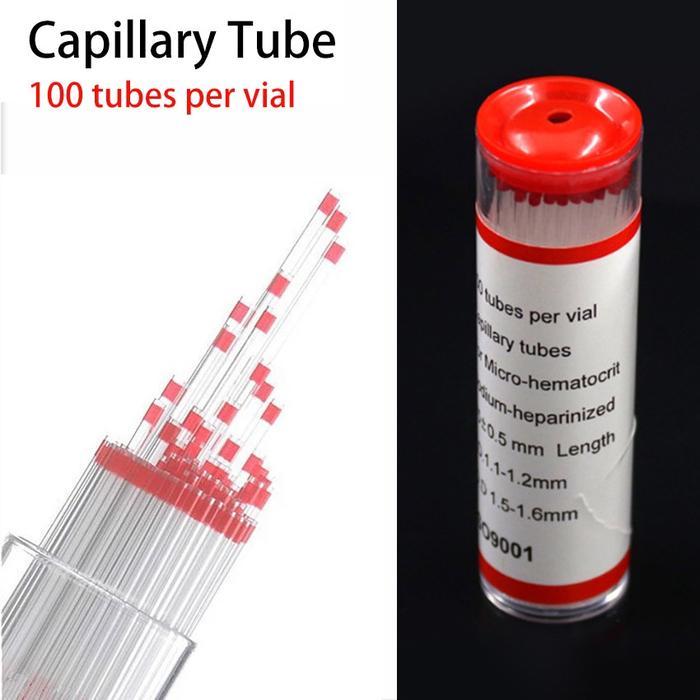 100Pcs Tabung Pipa Kapiler Hematokrit / Micro Haematocrit / Tabung Hematokrit Mikro Kapiler