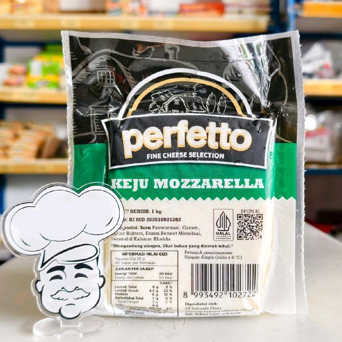 Keju Perfetto Mozarella 1Kg / Keju Mozarella Perfetto 1Kg / Mozarella Cheese Perfetto 1Kg