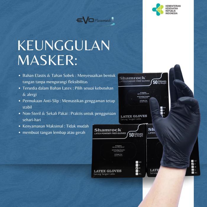 Shamrock Sarung Tangan Medis Latex Non-Powder Isi 50 Pcs Sarung Tangan Karet Tebal Steril