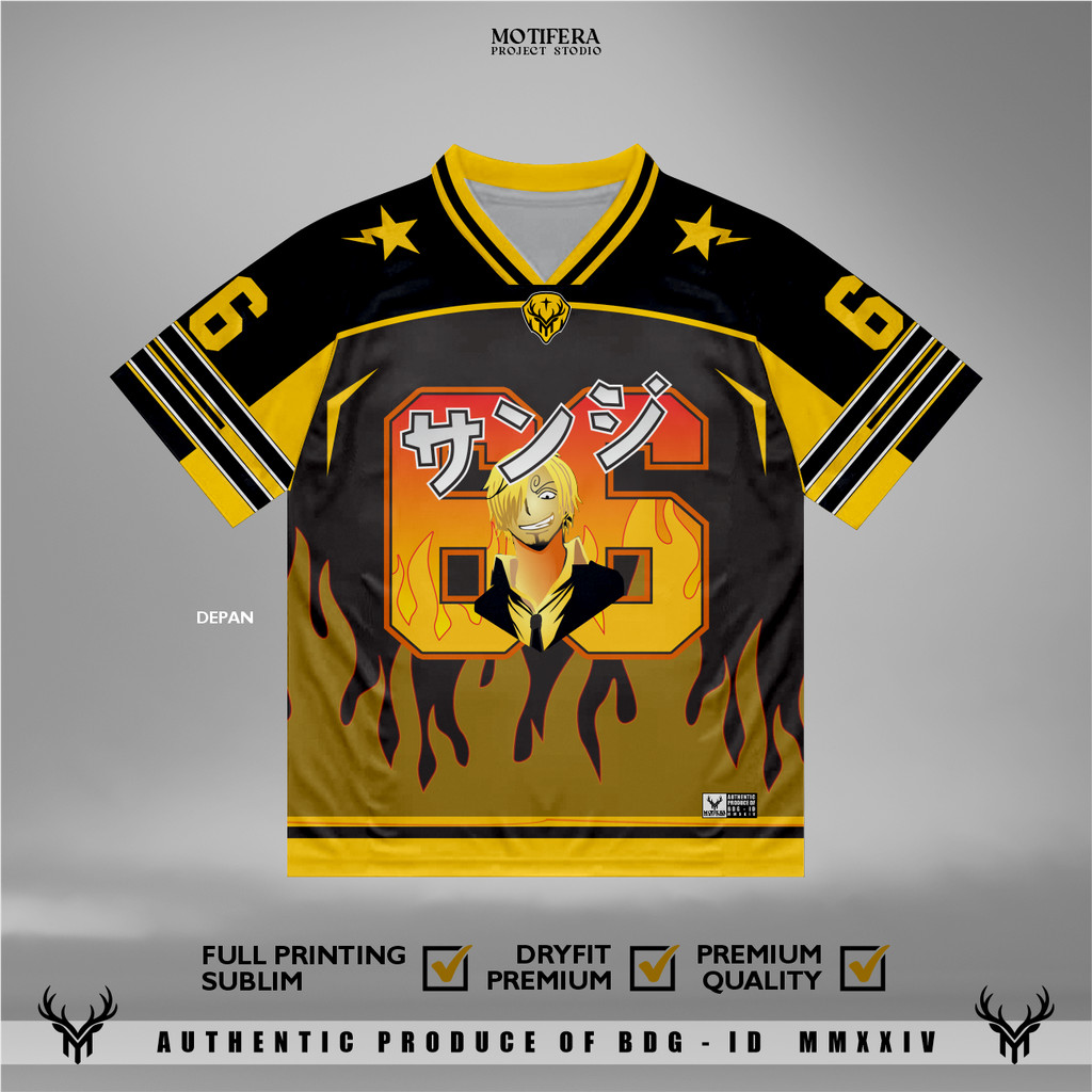 Kaos Jersey Sanji 66 Koki Anime One Piece Series 1 Untuk Anak Hingga Dewasa Pria dan Wanita Full Pri
