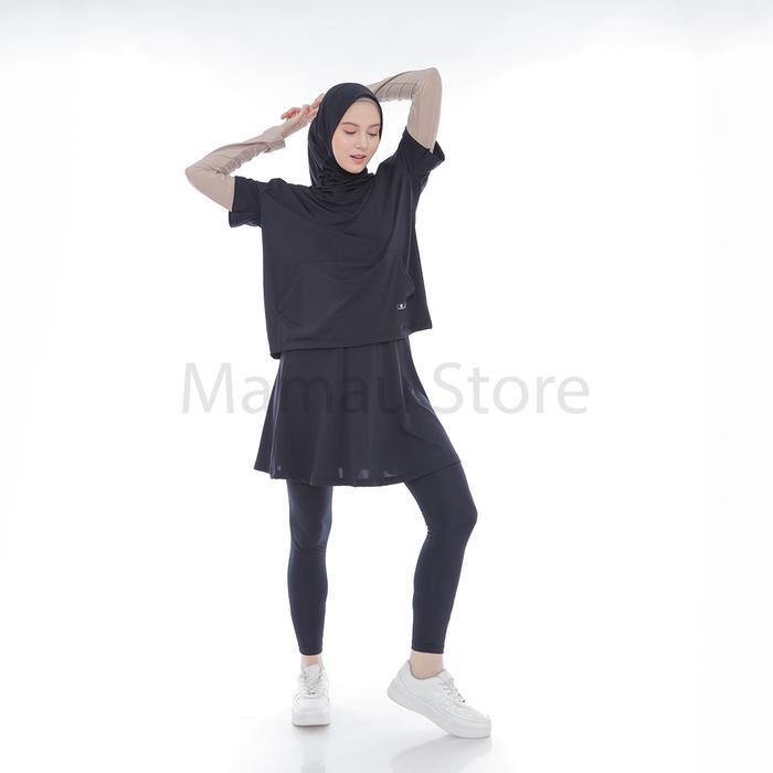 Primeroses - Setelan Hijab Olahraga Wanita 3 In 1 Muslim Panjang Leging Rok Perempuan One Set Sporty