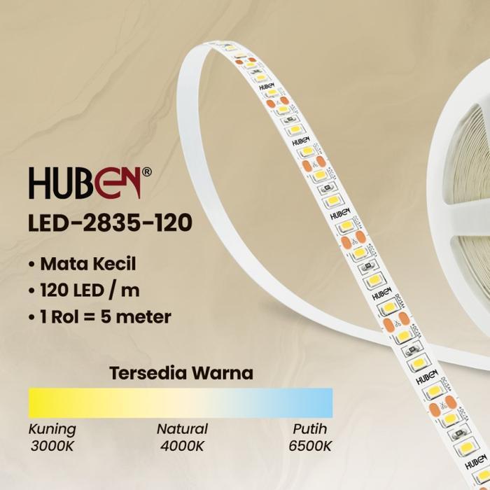 Lampu LED Strip MATA KECIL 120 LED 12 Volt 5 Meter/Roll-Huben
