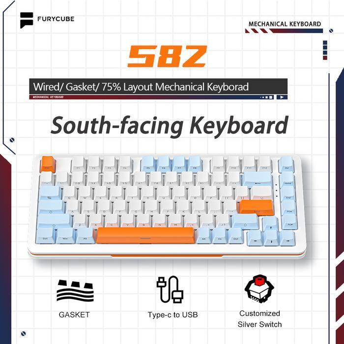 Furycube S82 82 Keys Gasket Mechanical Keyboard 75% Layout Wired Gaming Keyboard Hot-Swappable 3Pin