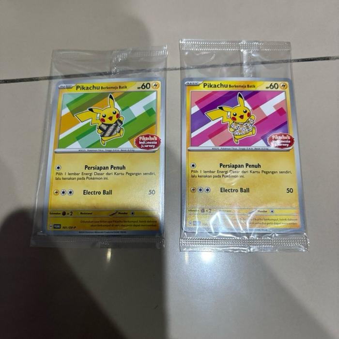 Pokemon Pikachu Berkemeja Batik Bundle V1 Hijau + Pink Sealed Segel Plastik