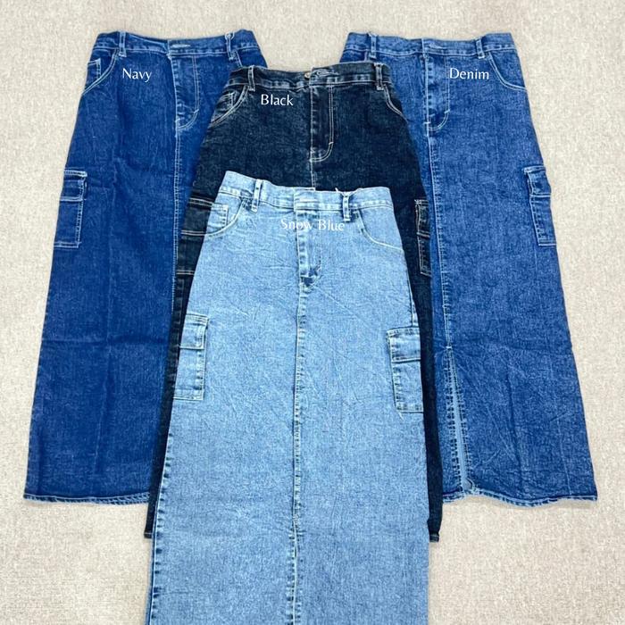 Rok Span Jeans Premium Denim Skirt Jumbo XXL Rok Span Jeans Hijab Cargo Denim