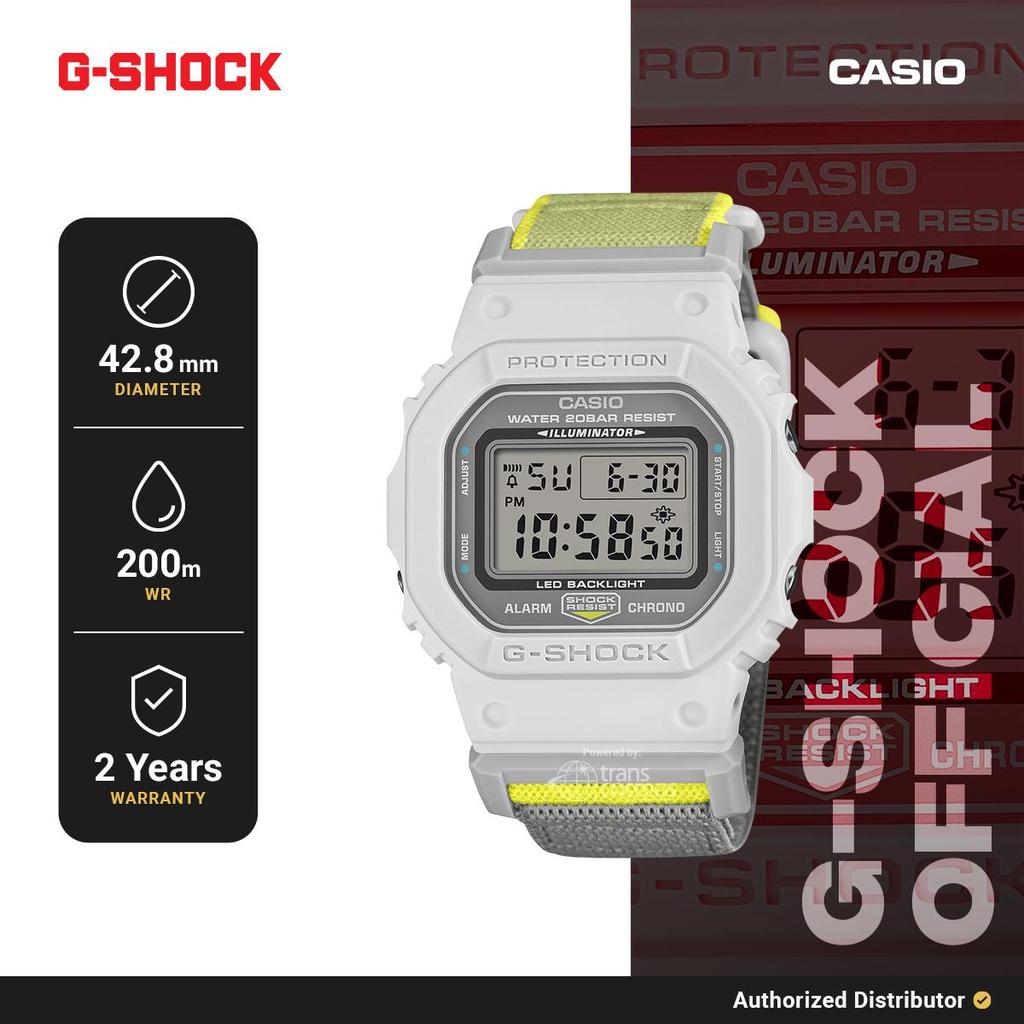 G-Shock DW-5600MNC-7A8DR Jam Tangan Pria Digital Original White Cloth Buckle Strap