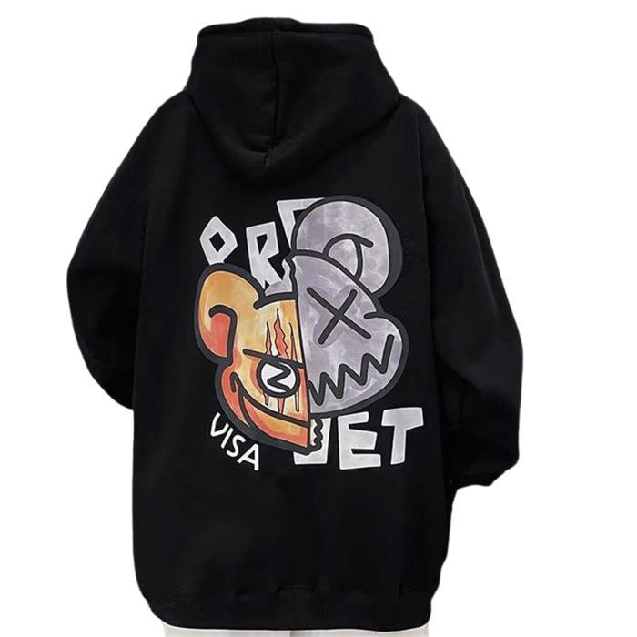 Hoodie Pria Wanita Bear Visa Unisex Hoodie Oversize Hoodie Couple Hoodie Pria dan Wanita Jacket