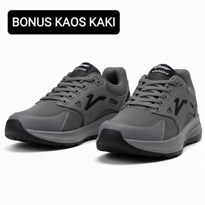 Eiger Summit Gear - Vulung Sepatu Olahraga Pria & Wanita Abu Hitam Sneaker Nubuck Matte Kanvas Karet