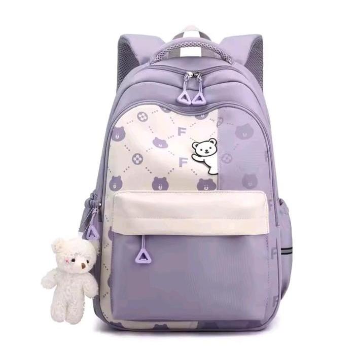 Tas Sekolah Anak Motif Bear Lucu Ransel Anak Perempuan Warna Ungu & Pink