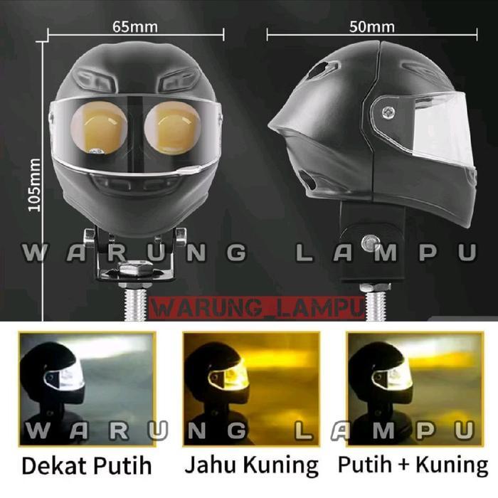 Lampu Tembak Helm Laser 2 Mata Putih Kuning Waterproof Lampu Tembak Motor Mobil