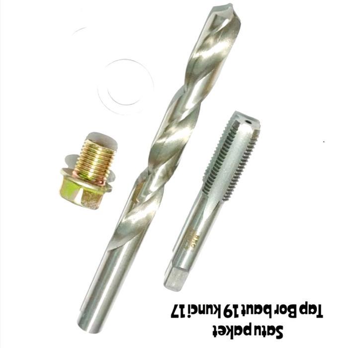 Paket Komplit Tinggal Pakai Tap Set Baut Oli Oversize Baut 19 Kunci 17 Set Mata Bor 12.5Mm Komplit