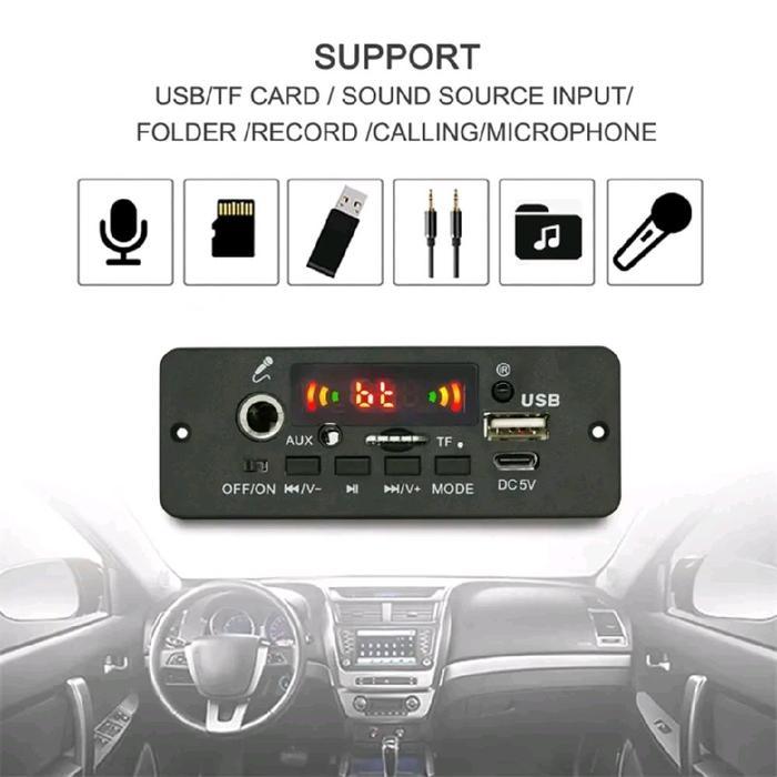 Modul Mp3 Player Stereo 2X5 Watt Amplifier Dc 3.7V - 5V Bluetooth Mic Karaoke Populer