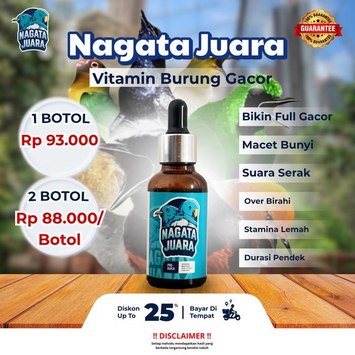 Vitamin Burung Nagata Juara Original 1-2 Botol 30 Ml - Doping Penggacor Semua Jenis Burung Kicau -