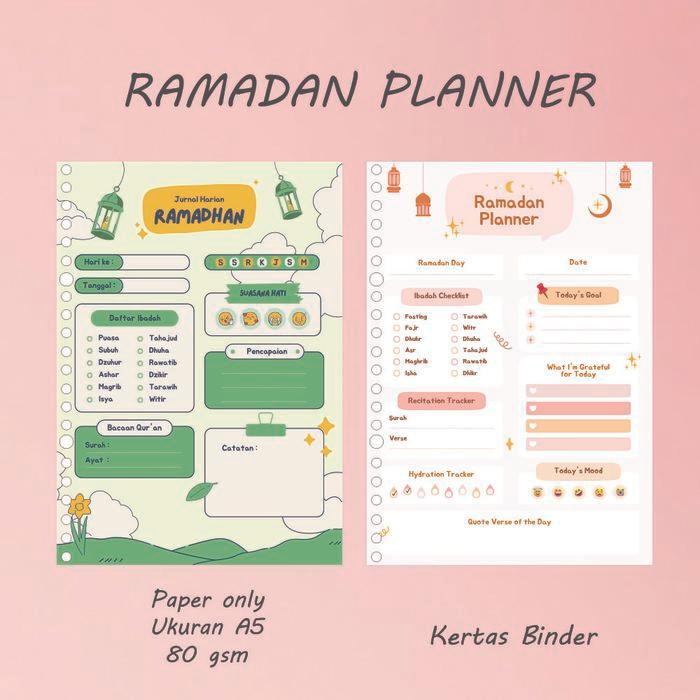 Ramadan planner/Jurnal ramadan/Daily ramadan/Harian ramadan/ibadah Ramadan binder/loose leaf A5
