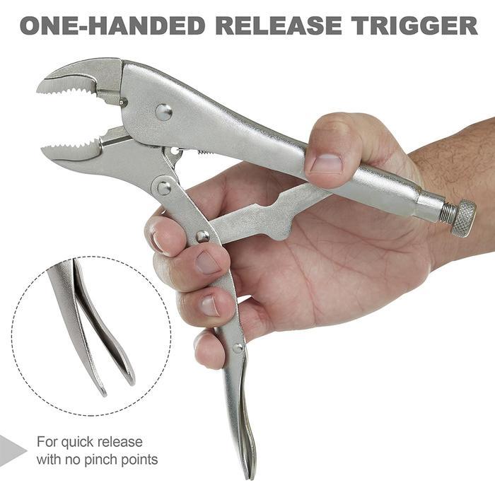 JLD Locking Pliers Curved Jaw 10" Tang Buaya Sherlock Wire Cutter Tang Buaya Bengkok kunci buaya