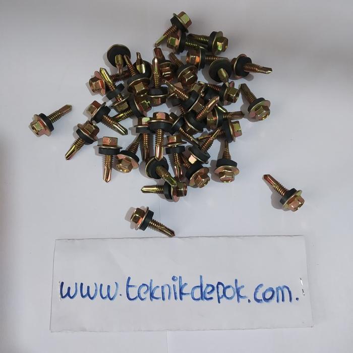 Baut Roofing Zollo 12 x 20 mm Sekrup Baja Ringan Sekrup Asbes 50 Pics BISA GOSEND