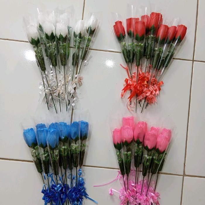 bunga mawar merah 1 tangkai Plastik