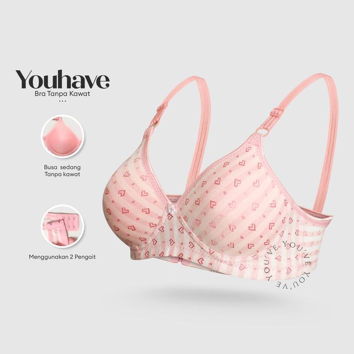 Tally - Bh Wanita Bra Wanita Motif Hati Busa Tipis Tanpa Kawat 100095