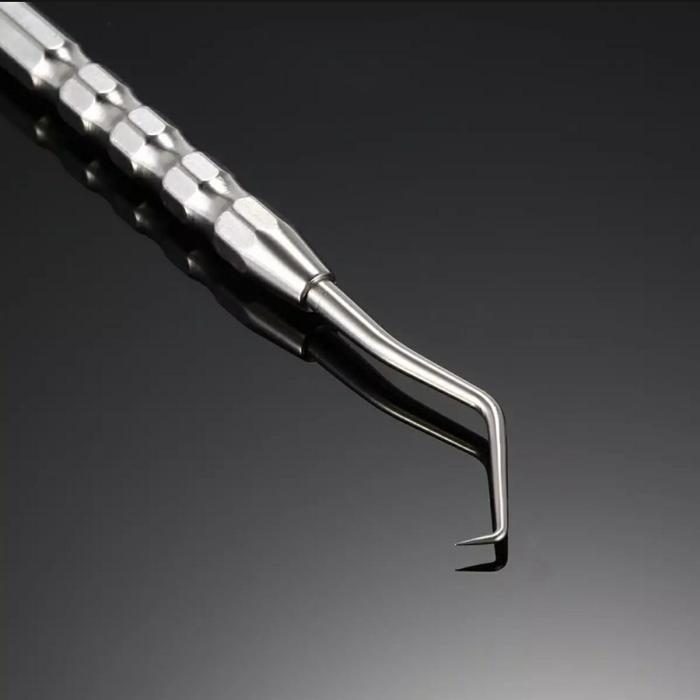 Sonde Berkait Double Ended Premium Halfmoon Scaler Manual Stainless Steel Untuk Pemeriksaan Gigi
