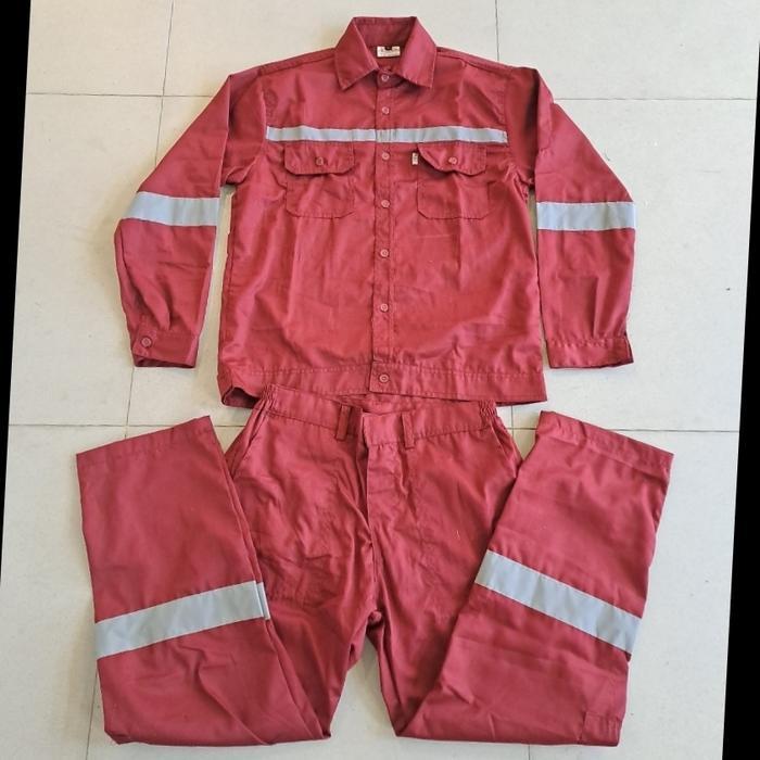 Wearpack Safety/ Wearpack Setelan/ Seragam Safety Terpisah Merah Maron