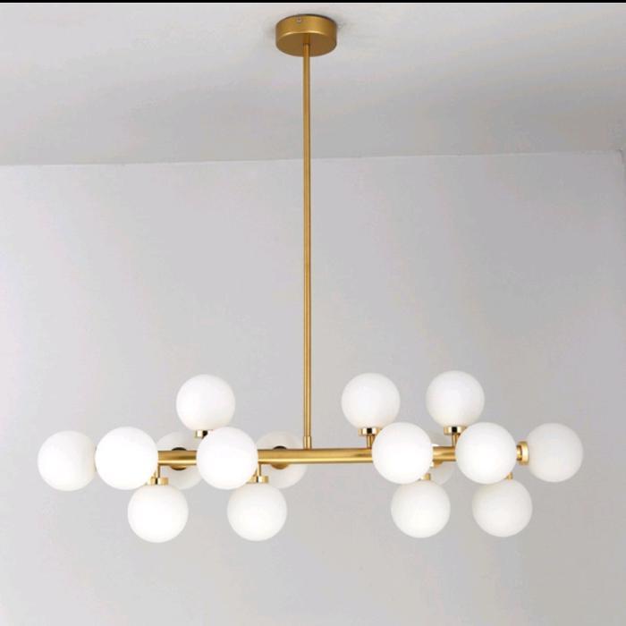 Huga - Lampu Gantung Minimalis 16 Bola Kaca Susu Fitting G9 Terbaru 