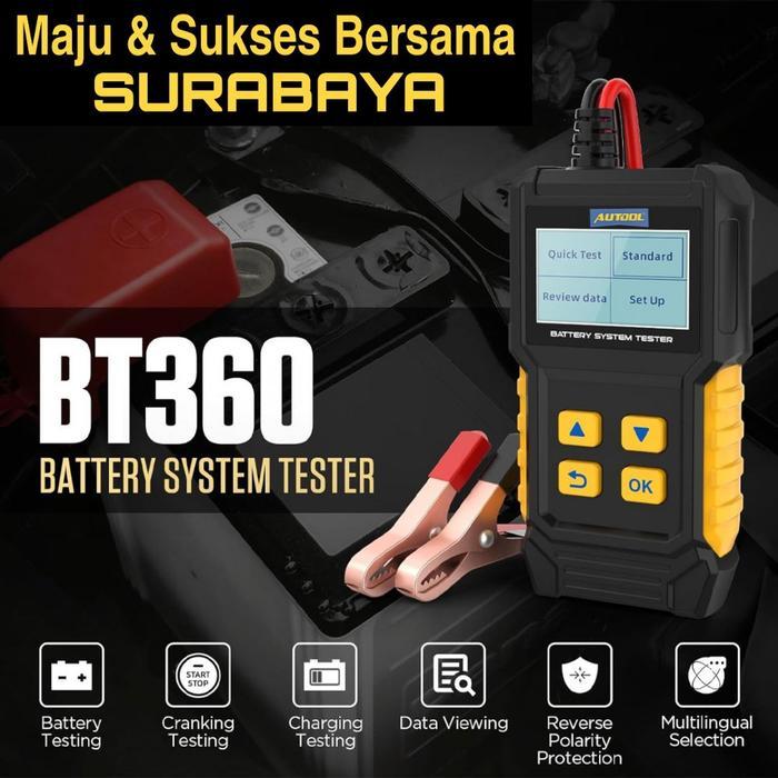 AUTOOL BT360 BT-360 12V Car Battery Tester Analyzer Baterai Aki Accu Support 8-20 Volt