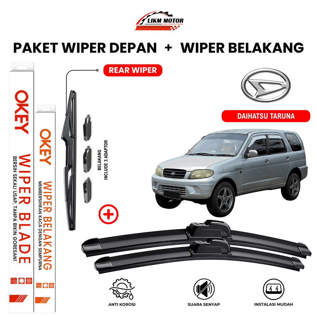 Wiper Daihatsu Taruna Frameless Kaca Mobil Paket 1 Set Depan Belakang