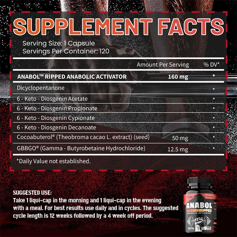 Anabol Ripped Anabolic Muscle Builder - Pre-workout for Stronger Muscles, Pumps, Energy and