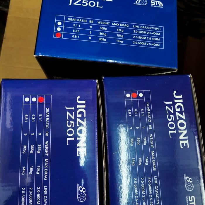 reel pancing type overhead jigging ryobi jigzone jz 50 left red merah