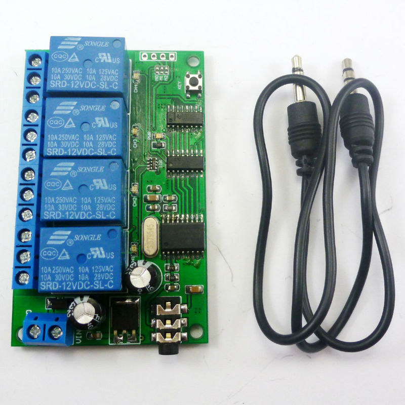 AD22B04 DC 12V 4ch MT8870 DTMF Tone Signal Decoder Phone Voice Remote Control Relay Switch Module