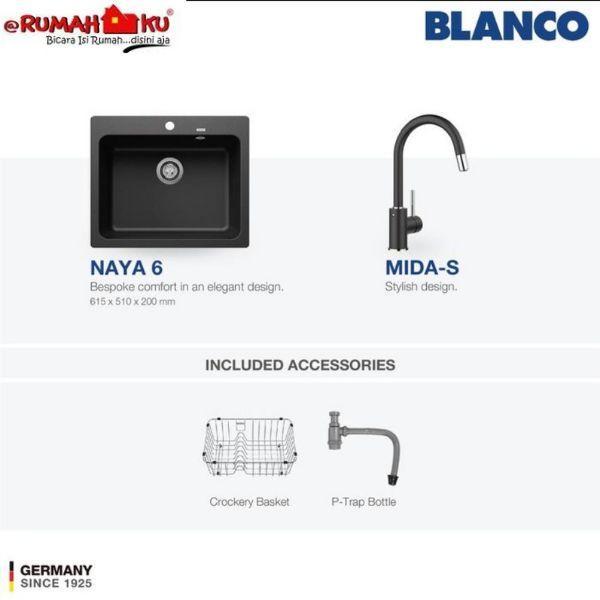 BLANCO NAYA 6 kitchen sink batu granit sudah termasuk KRAN BLANCO MIDA-S silgranit pemasangan