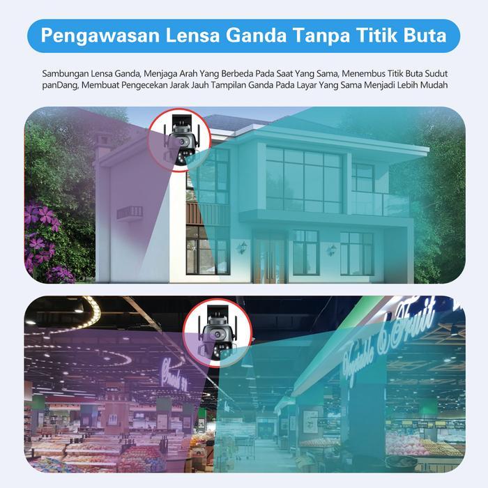 IMSE 5MP CCTV Dual Lens CCTV Outdoor Wifi Waterproof 360 PTZ CCTV Dual Kamera Wifi HP Jarak Jauh