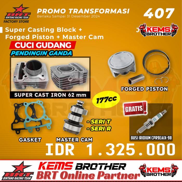 Blok Double Cooler Casting Iron Bore Up 177Cc Dan Noken As Original Brt - Mx King, Vixion, R15,