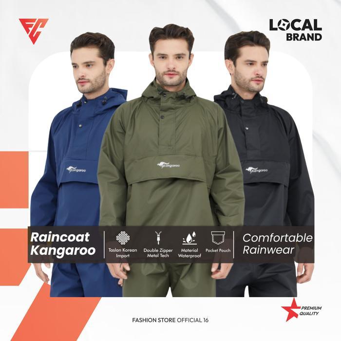 Jaket Jas Hujan Pria Wanita Setelan Kangaroo Waterproof Premium