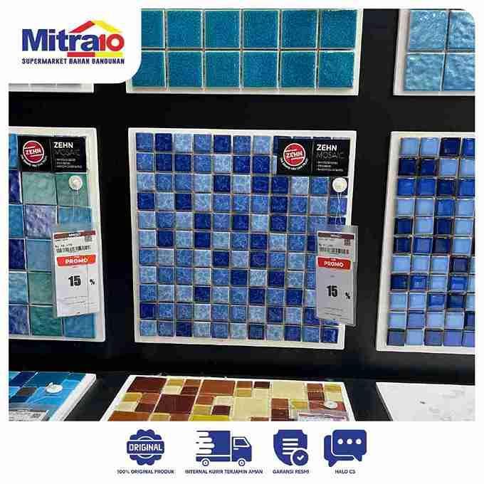 Mitra10 Zehn Glass Mosaic VK009 30x30 cm - Mozaik Kaca Dinding Glossy untuk Dapur Kamar Mandi Kolam