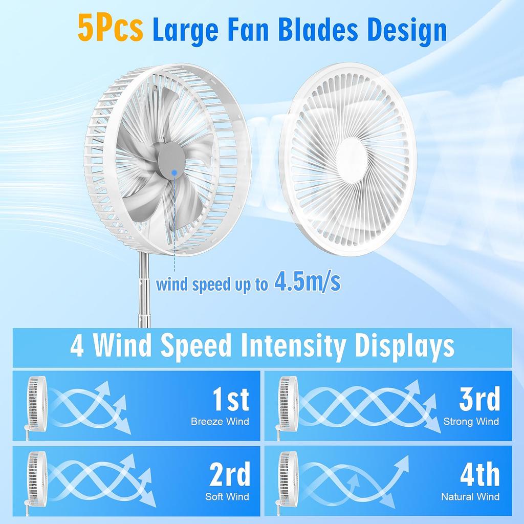 Folding Portable Fan USB Rechargeable Remote Control Air Cooler Silent Rechargeable Wireless Floor