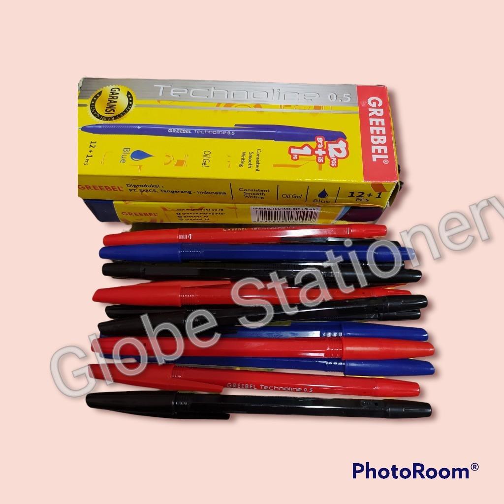 Pen Greebel Technoline 0.5 Hitam / Biru / Merah