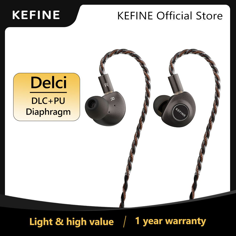 KEFINE Delci 10mm DLC+PU Diaphragm Dynamic Driver Hifi Wired IEM Earphones with CNC Metal &