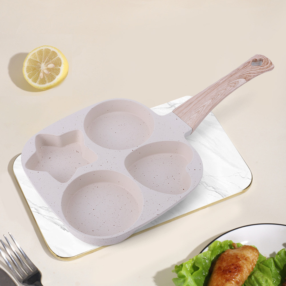 4 Hole Omelet Pan Omelette Skillet Granite Coating Divided Egg Omelet Pan Multi-Function Pancake Pan