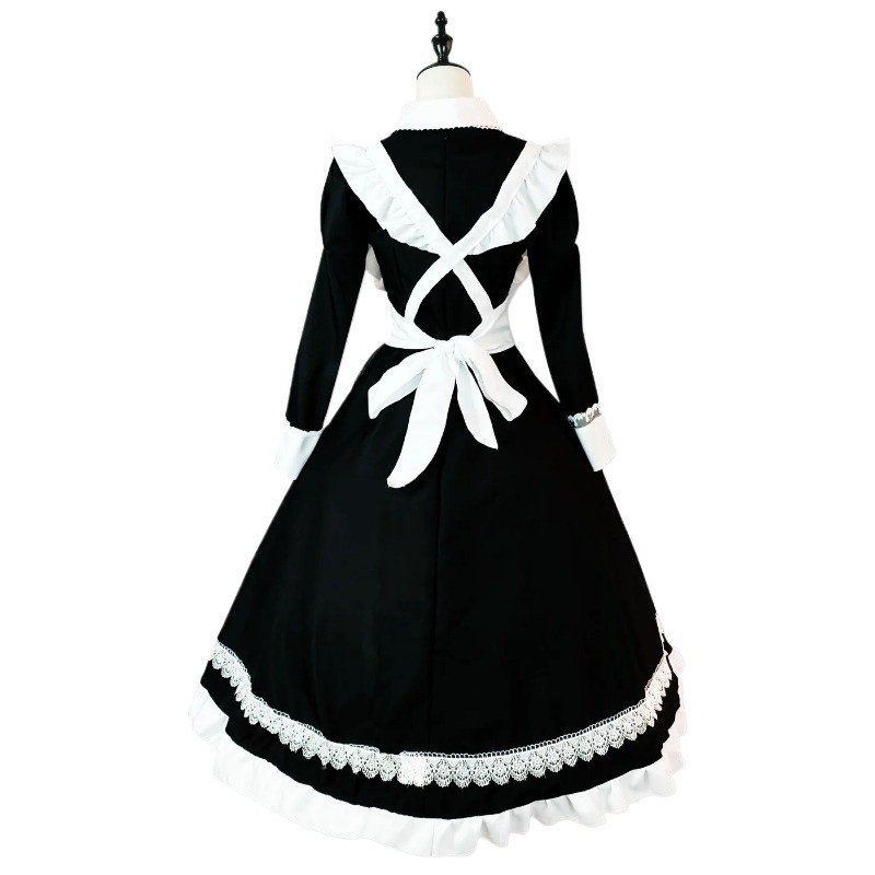 British Aristocracy Cosplay Costumes Women Plus Size Long Sleeve Maid Dress Japanese Kawaii Lace