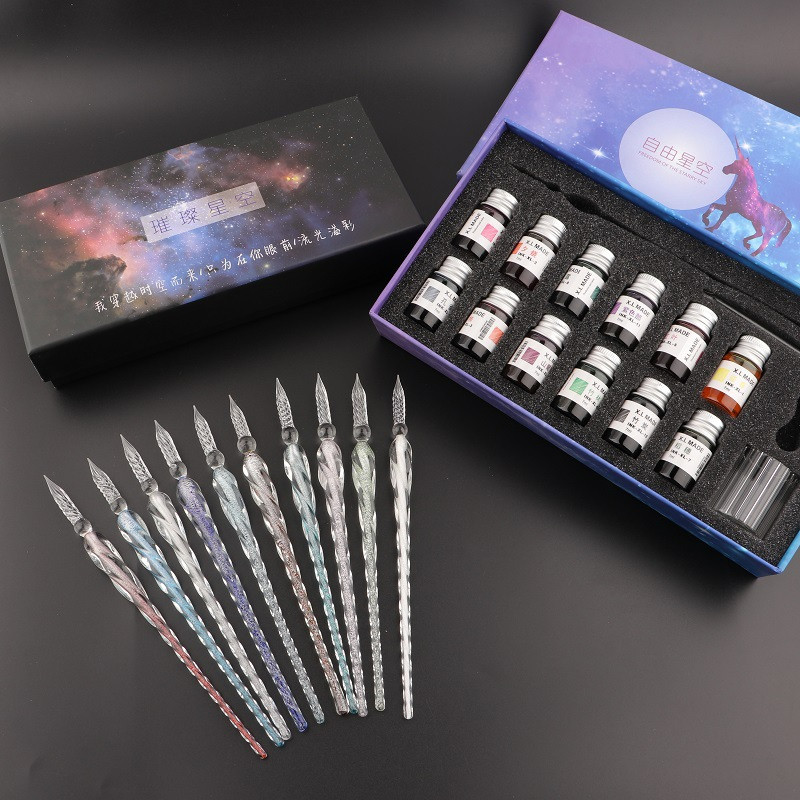 Starry Crystal Glass Dip Pen Crystal Vintage Glass Dip Pen For Art Writing Painting Signature