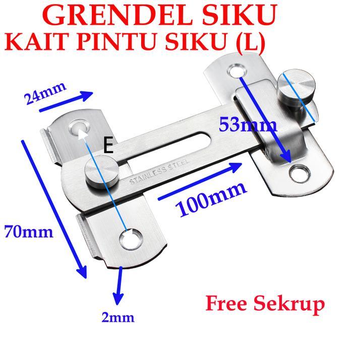Grendel Pintu Stainless Steel Grendel Pintu Gembok Kait Ukuran S (Kecil) & L (Besar)