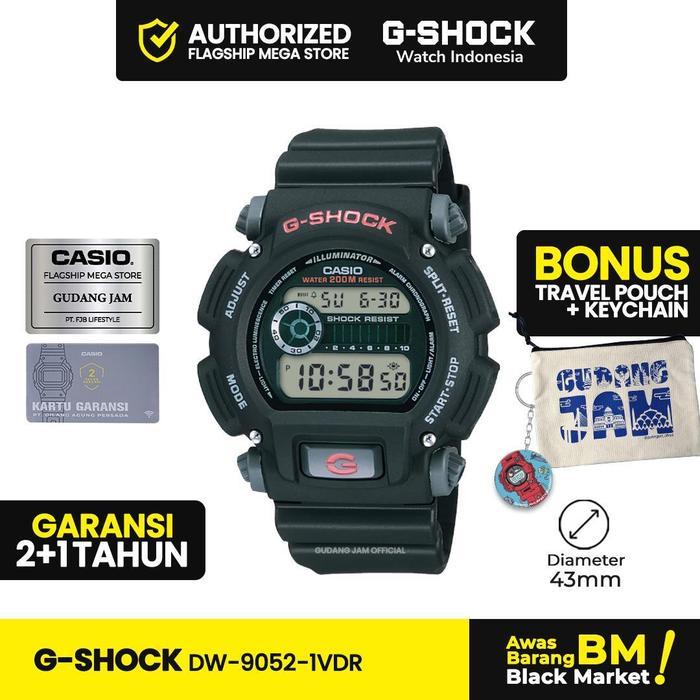 G-Shock GShock DW-9052-1VDR DW-9052-1V DW-9052 DW9052 DW 9052 Black Kaca Stopwatch