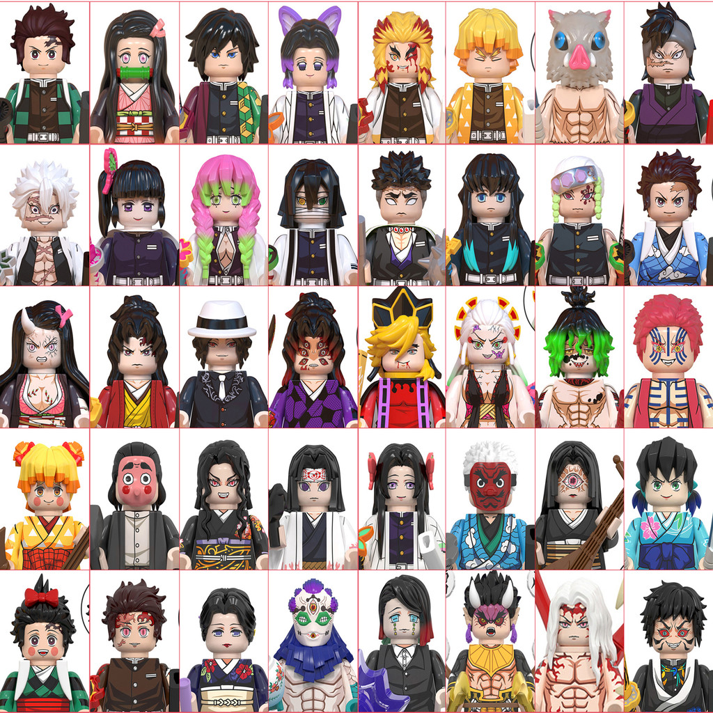 WM6116 WM6137 Demon Slayer Building Blocks Mini Action Toy Figures Assemble Tanjirou Nezuko Inosuke