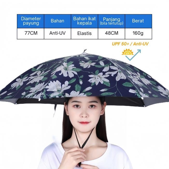 Premium One Sail Topi Payung Memancing Dewasa 77Cm Topi Hujan Anti-Ultraviolet Topi Payung Kepala