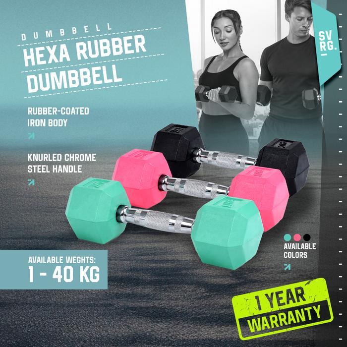 Promo Svrg Hexagonal Dumbbell - Hexa Rubber Dumbbell - Hexa Dumbbell - Rubber Dumbbell Barbell