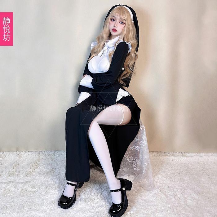 CC-21 baju cosplay wanita nun biarawati kostum lolita halloween party